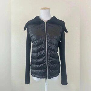 Calvin Klein Black duck down feather puffer sweater jacket size medium